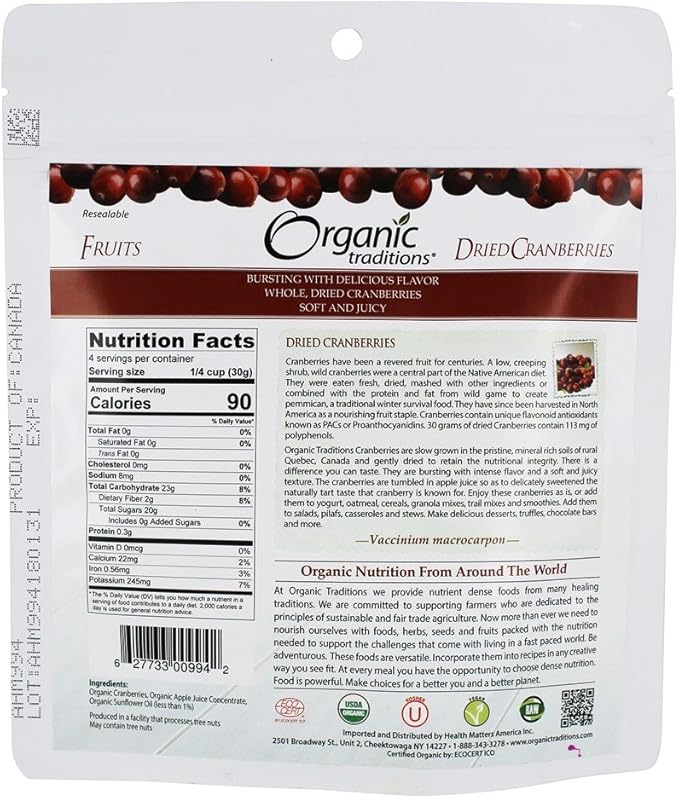 Organic Traditions Dried Cranberries113g