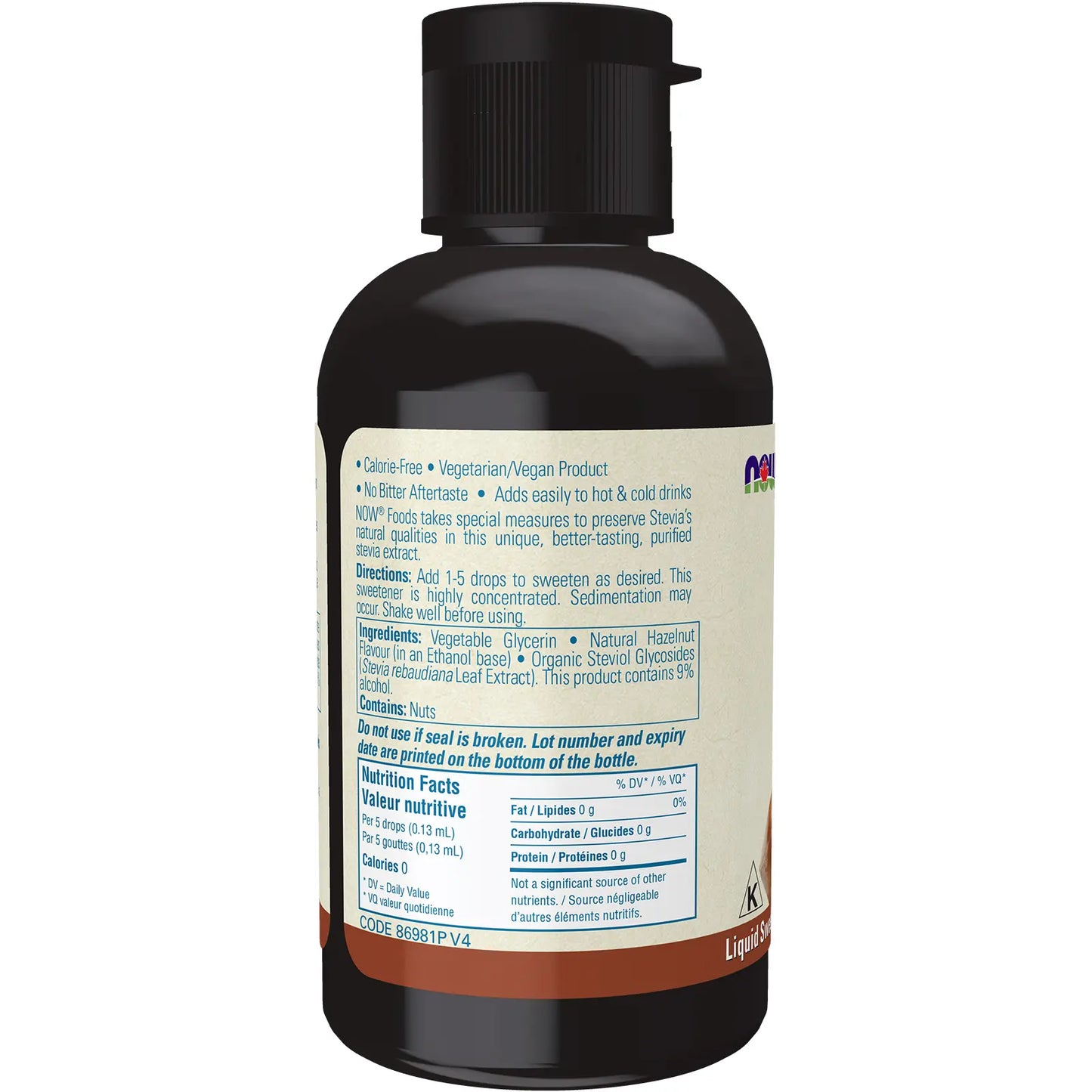 Now Stevia Liquid Hazelnut 60ml