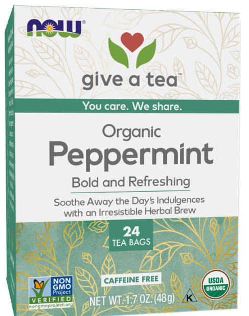 NOW Organic Peppermint Tea - 24 Tea Bags