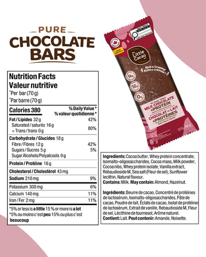 The Little Cacao Milk Chocolate + Protein Bar