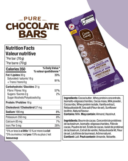 The Little Cacao Co. Dark Chocolate + Protein Bar