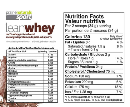 Prairie Naturals Lean Whey 454G Chocolate Protein
