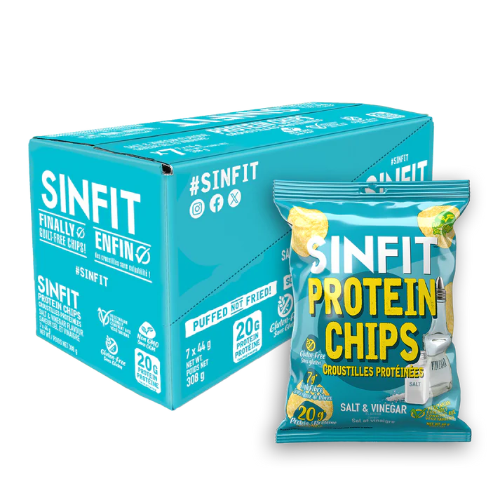 Sinfit Protein Chips Box - Salt & Vinegar 7 Bags