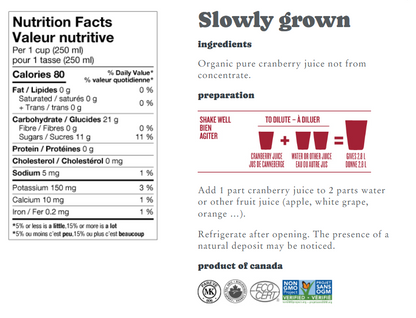 Patience Organic Cranberry Juice 946ml