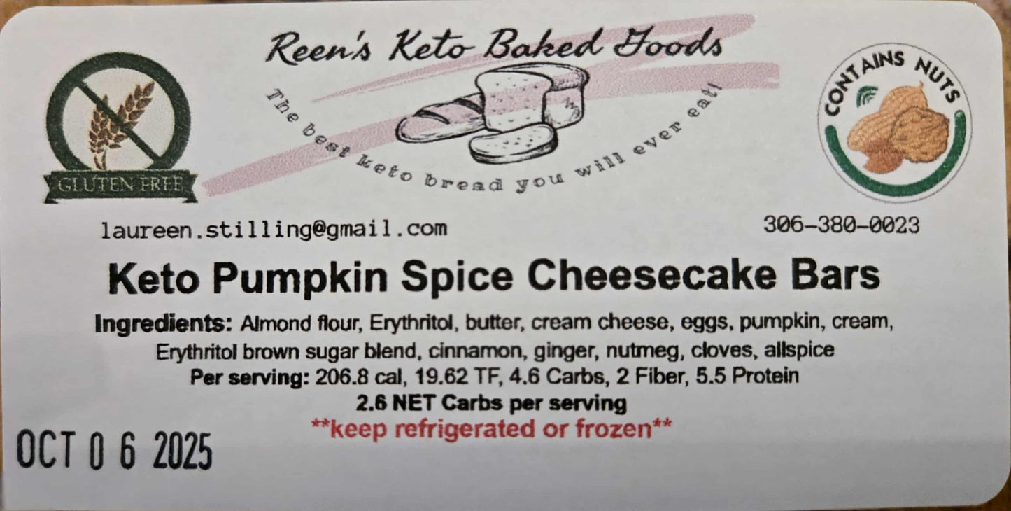 Reen's Cheesecake Bars - Pumpkin Spice