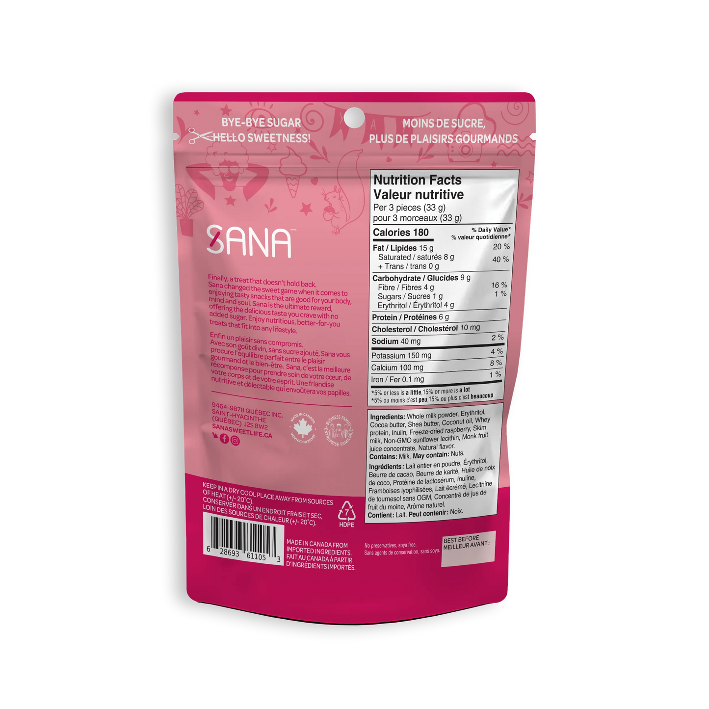 SANA White Chocolate Raspberry Bites