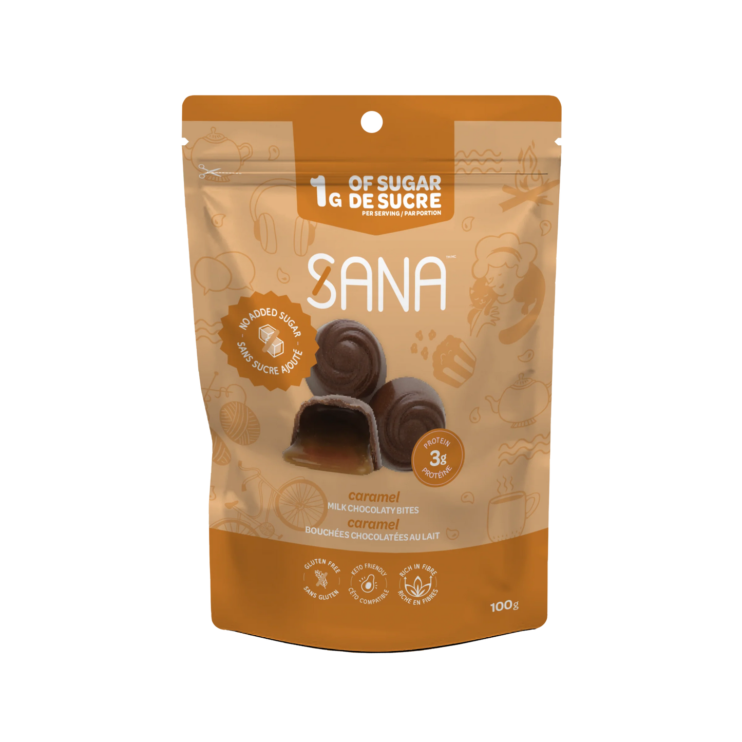 Sana Caramel Milk Chocolate Bites 100g